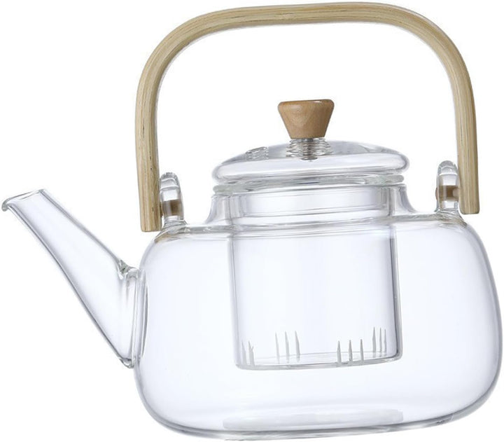 Fockety Glas-Haushaltsteekanne, 1000 Ml, Grosses Fassungsvermögen, Borosilikat-Teekessel für Familie