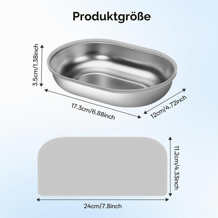 Edelstahl Napf und Matte Set kompatibel mit Mikrochip-Futterautomaten, 2 Edelstahl Napf und 1 Matte