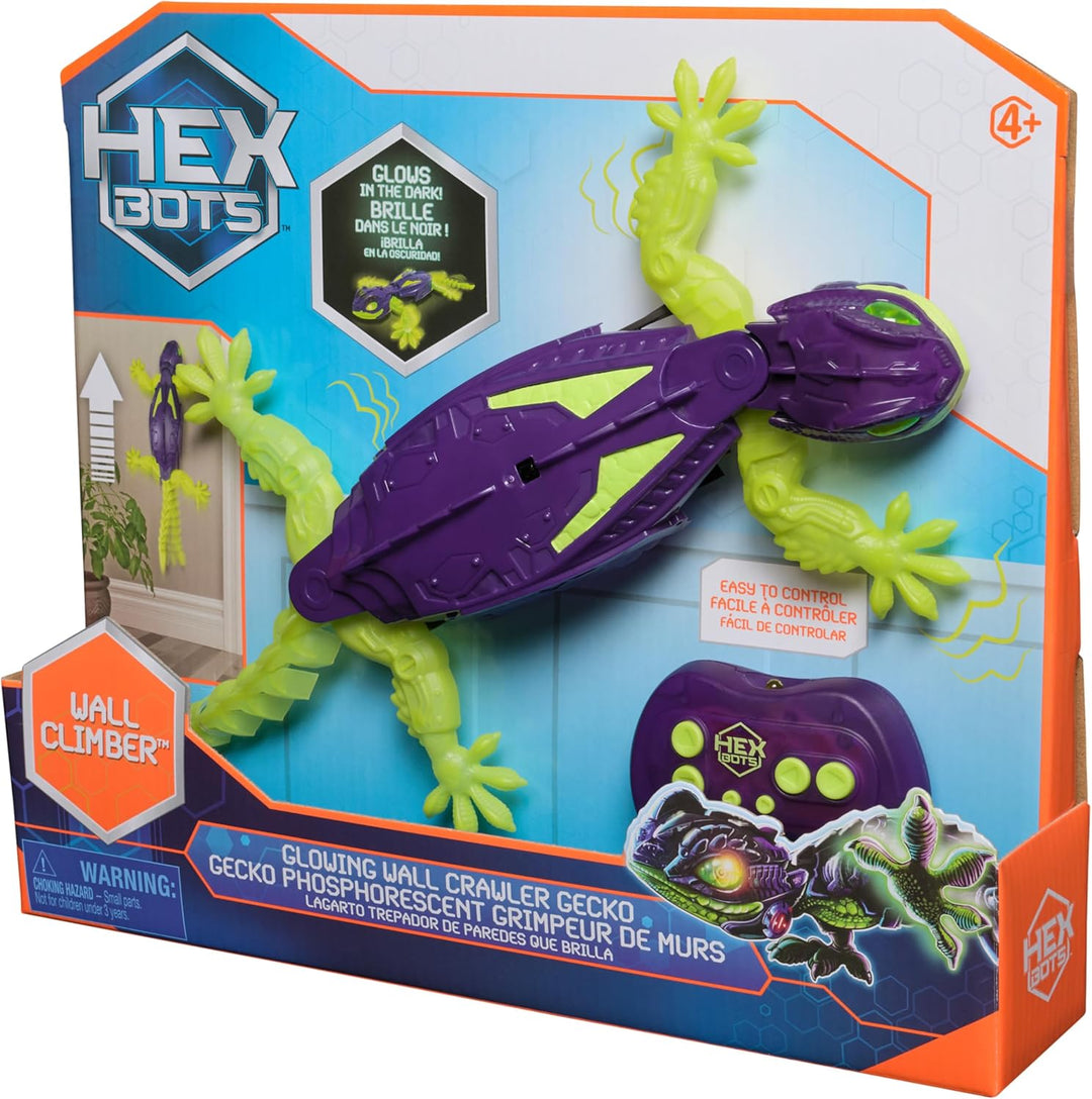 HEX BOTS – Wandflitzer Gecko Glow-in-The Dark, RC-Gecko mit LED-Augen & Glow-in-The-Dark-Beinen, das