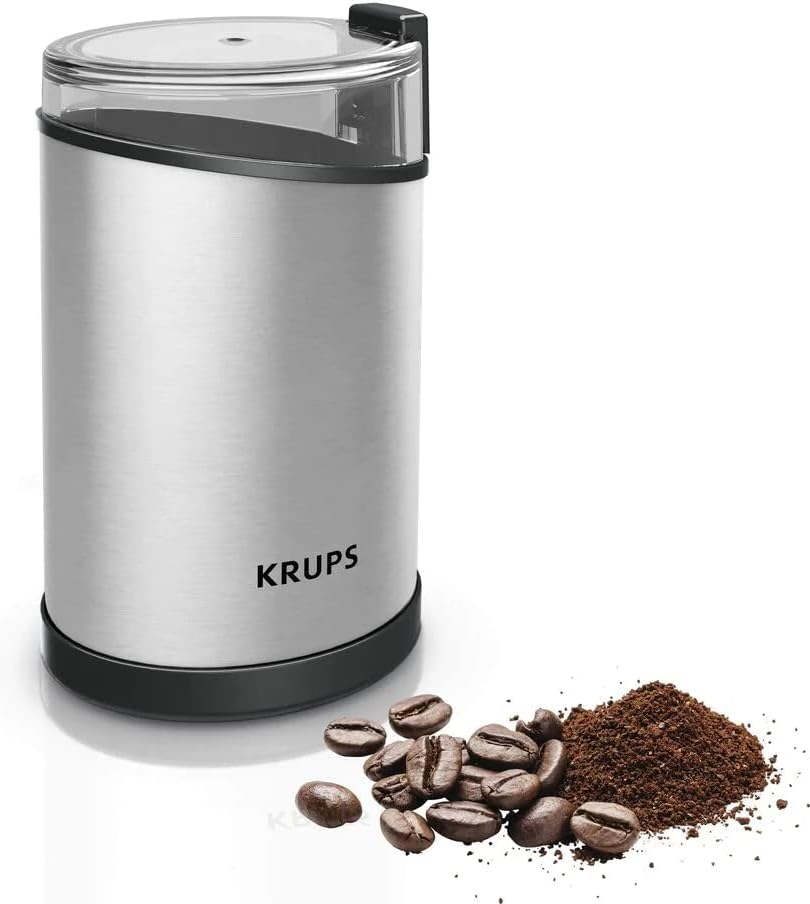 KRUPS Fast Touch GX204D Elektrische Kaffeemühle mit 200 W Leistung, 75 g, Schwarz, Rostfreier Edelst
