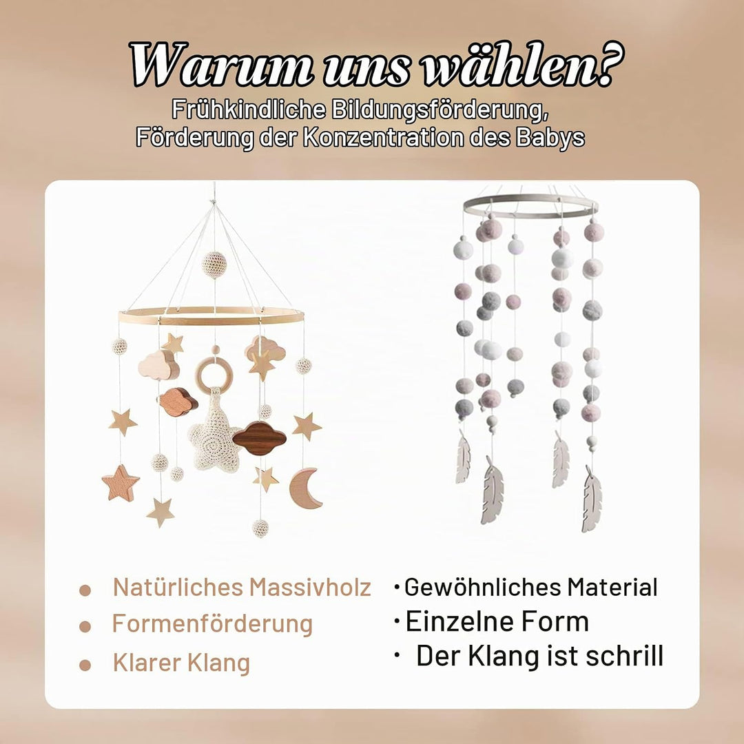 Mobile Waldtiere,Mobile Filz,Filz Bettglocke,Wickeltisch,Halterung Holz, Voller Sterne