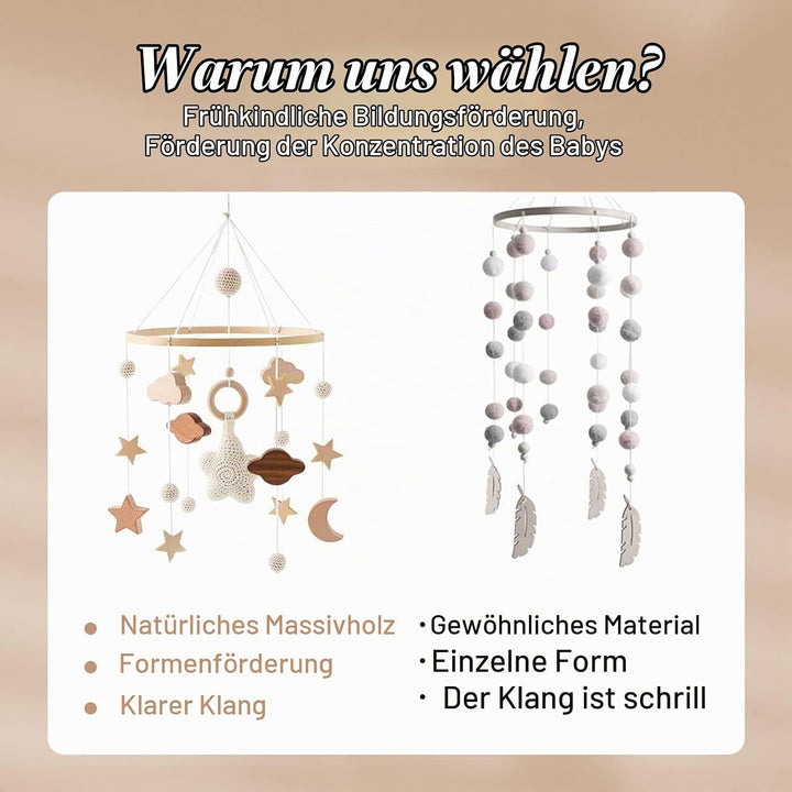 Mobile Waldtiere,Mobile Filz,Filz Bettglocke,Wickeltisch,Halterung Holz, Voller Sterne