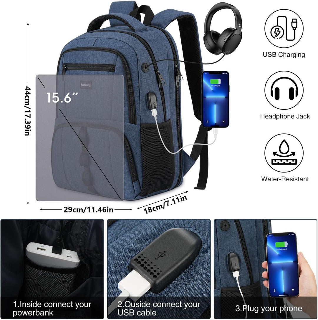 Rucksack Herren Gross Laptop Rucksack,Schulrucksack Jungen Teenager Laptoptasche mit USB Ladeanschlu