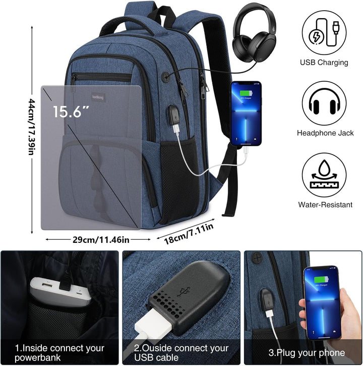 Rucksack Herren Gross Laptop Rucksack,Schulrucksack Jungen Teenager Laptoptasche mit USB Ladeanschlu