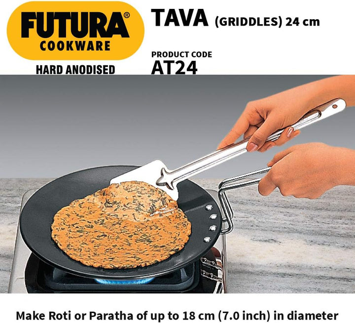 HAWKINS-Futura Harteloxierte konkave Grillplatte Tava, 24,1 cm Durchmesser 9.5 Inch, 9.5 Inch