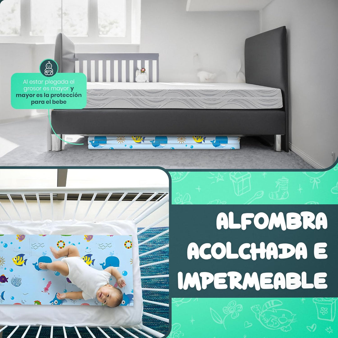 Gepolsterte faltbare Babyspielmatte 200x180x1 cm, doppelseitige XPE-Krabbelmatte, wasserdicht, ungif