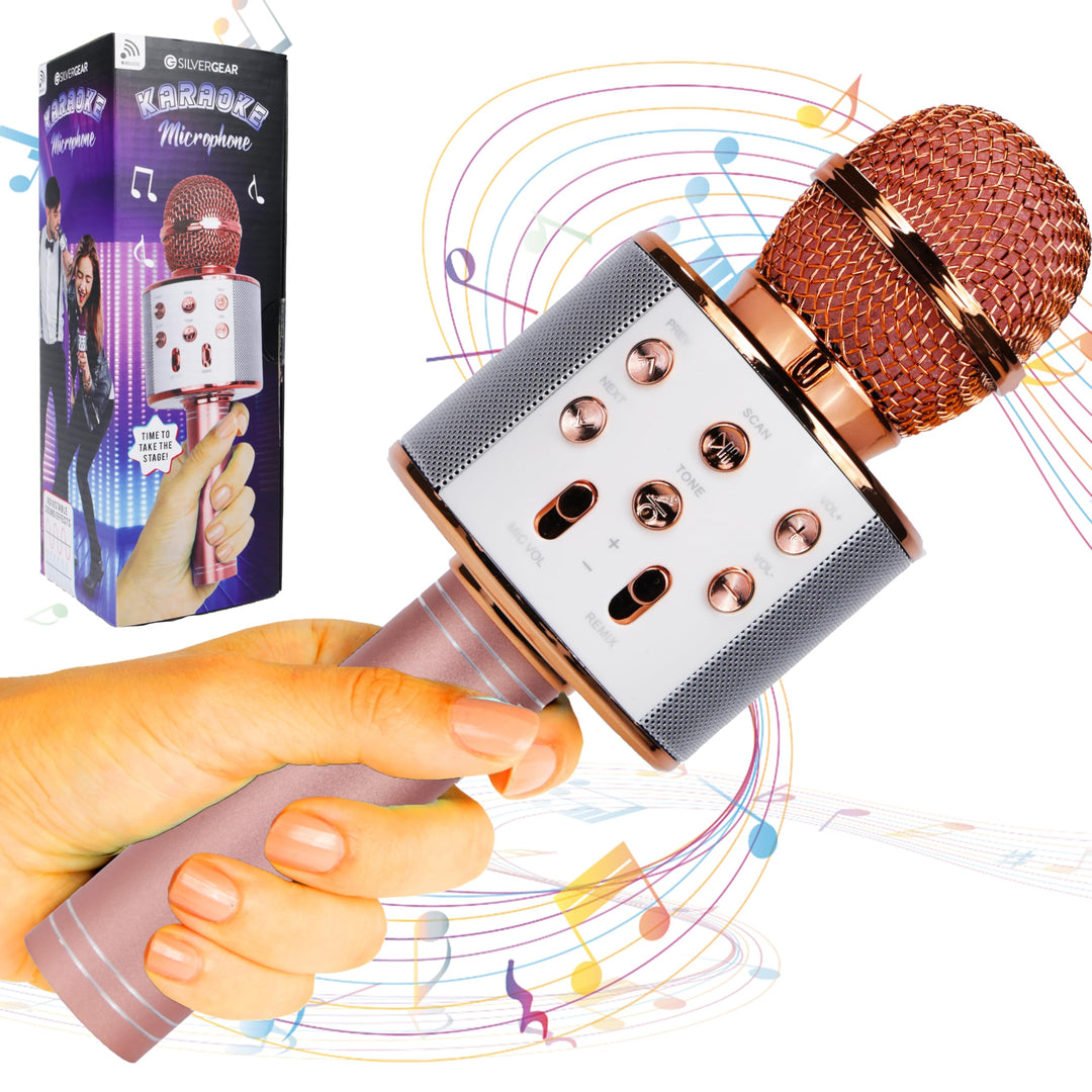 Silvergear® Karaoke Mikrofon Kabellos | Bluetooth Lautsprecher | Aufnahmefunktion & Selfie-Modus | 1