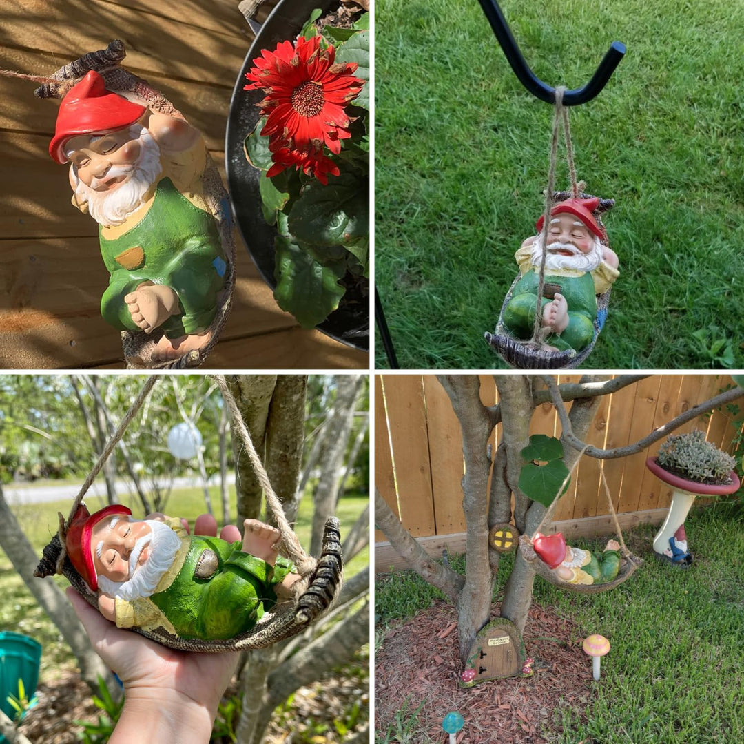 TERESA'S COLLECTIONS Gartenzwerge Gartendeko für Draussen 18cm Liegender Zwerg Gartenfigur aus Hänge