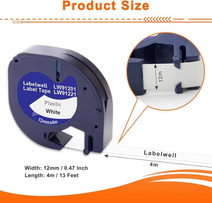 Labelwell 8x Kompatible für Dynmo Etikettenband Kompatible für Dynmo 200B XR 80 LT-100H LT-110T LT-1