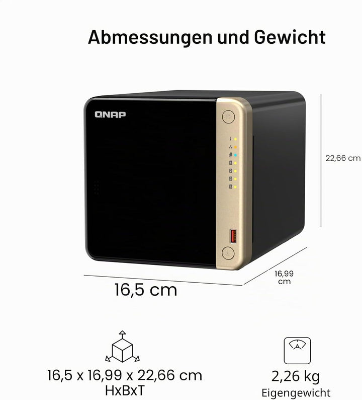 QNAP TS-464-8G-US Hochleistungs-Desktop-NAS mit Intel Celeron Quad-Core-Prozessor, M.2 PCIe Slots un