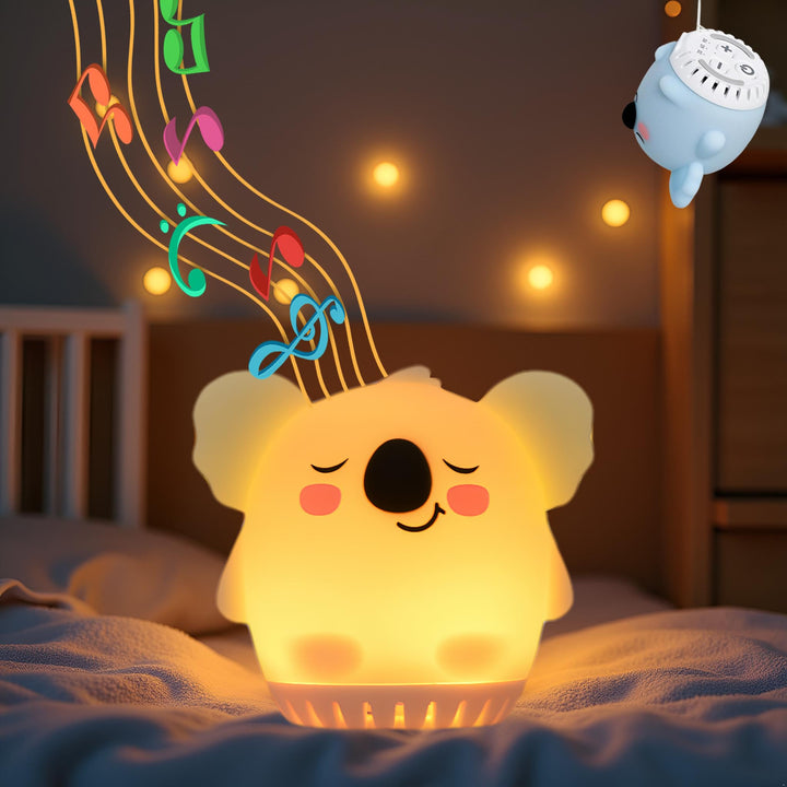 Nachtlicht für Kinder – Weiches Silikon Tierisches LED Nachtlicht mit White Noise, Berührungssensor