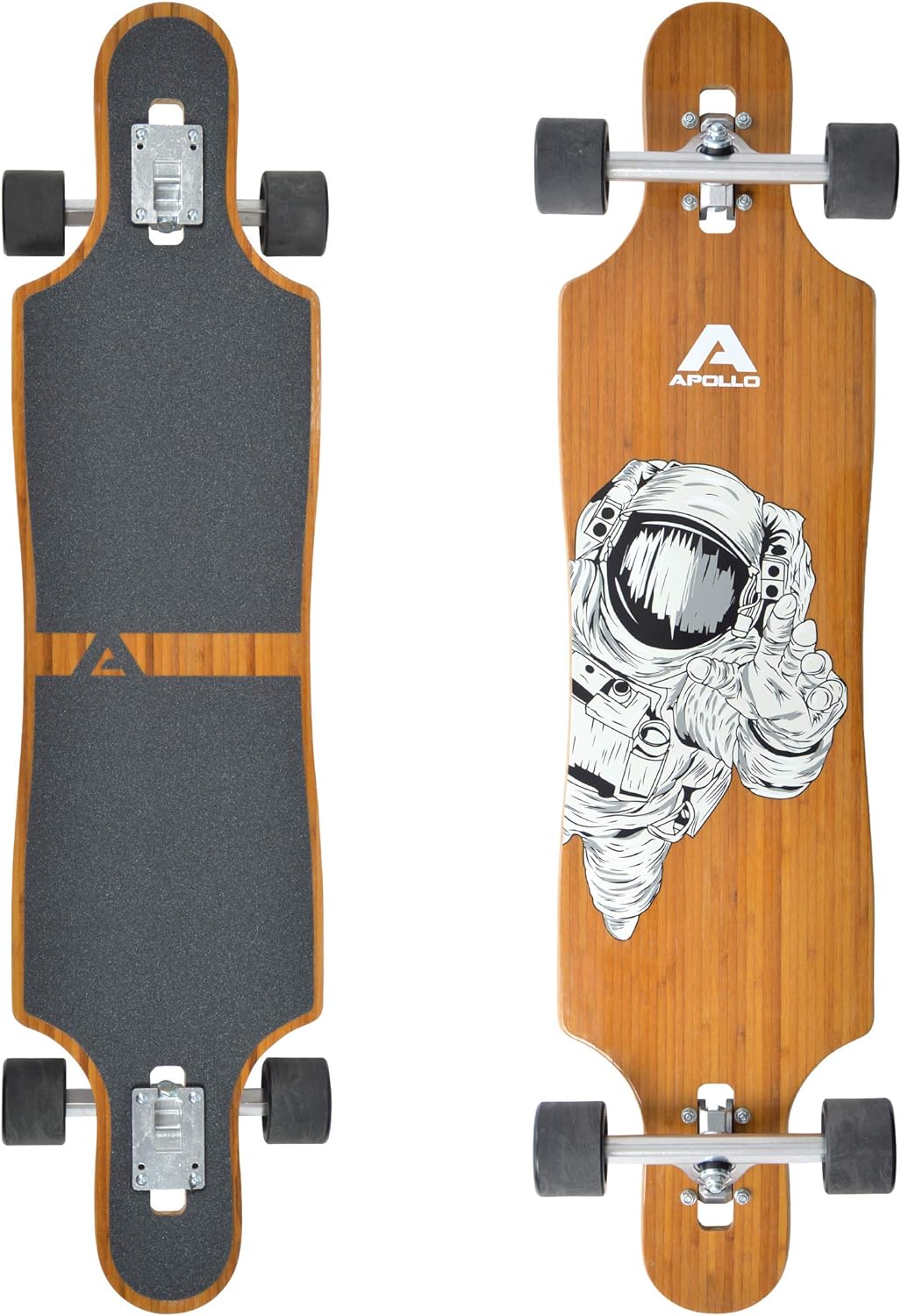 Apollo Longboard, Komplettboard mit Deck aus Bambus & Fiberglas, High-End Board mit ABEC 9 Kugellage