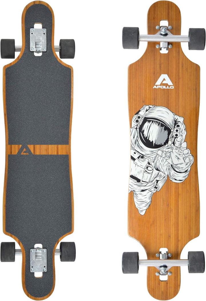 Apollo Longboard, Komplettboard mit Deck aus Bambus & Fiberglas, High-End Board mit ABEC 9 Kugellage