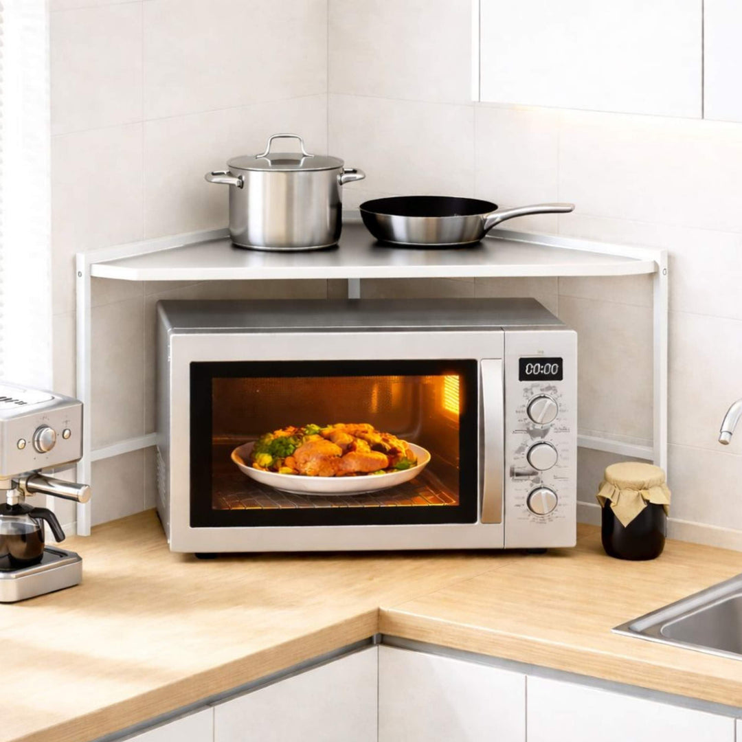 DanDiBo Eckregal Küche Arbeitsplatte Küchenregal 72x72 cm Mikrowellenregal Weiss 2 Stufig 96689 Mikr