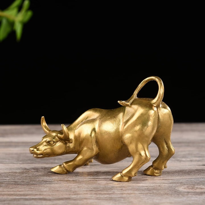 STCREE Messing Wall Street Bull Statue Feng Shui Glückssymbol für Börsenmarkt Home Office Dekoration