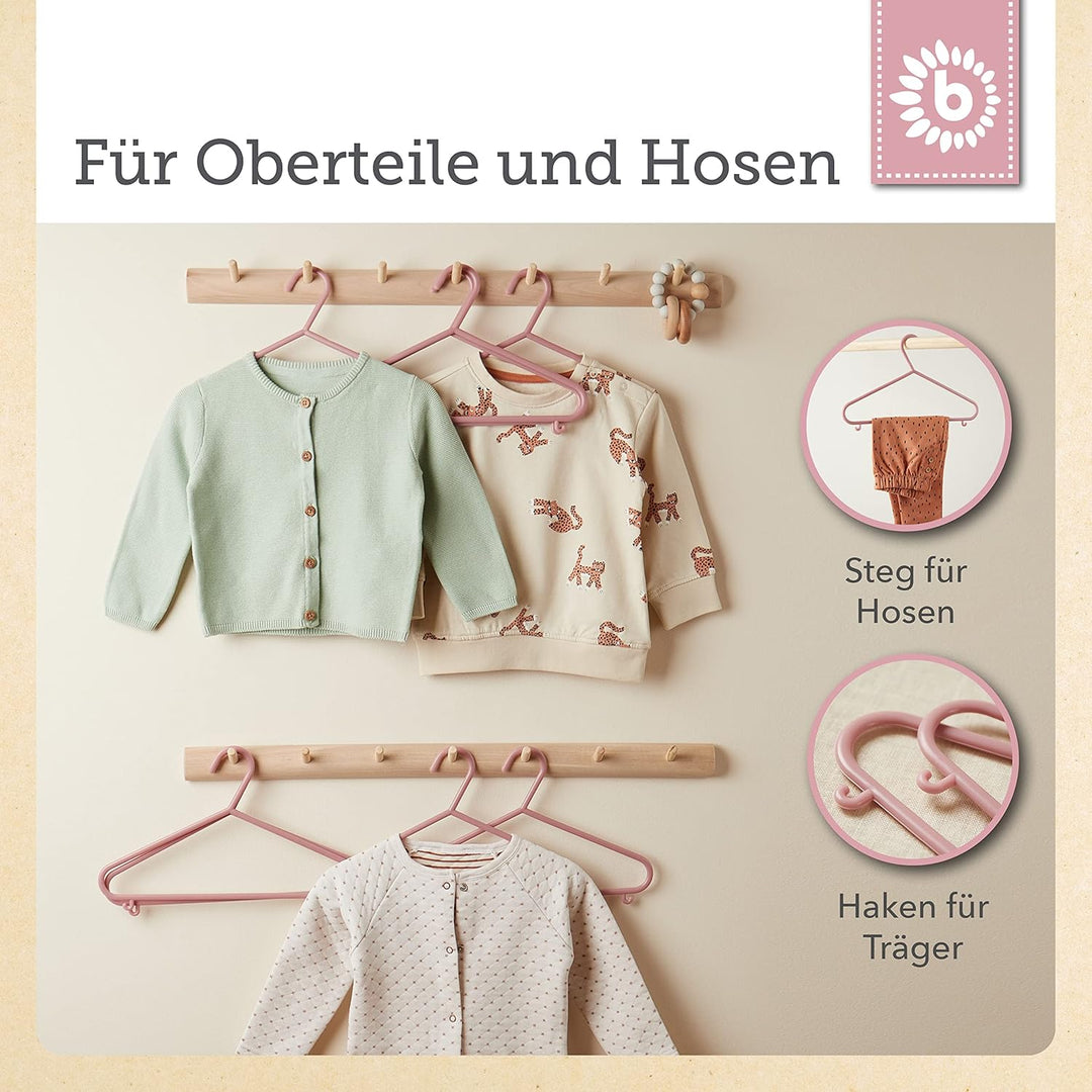 Bieco Kleiderbügel Kinder 32 St. Altrosa | Baby Kleiderbügel | Kinder Kleiderbügel | Baby Bügel Klei