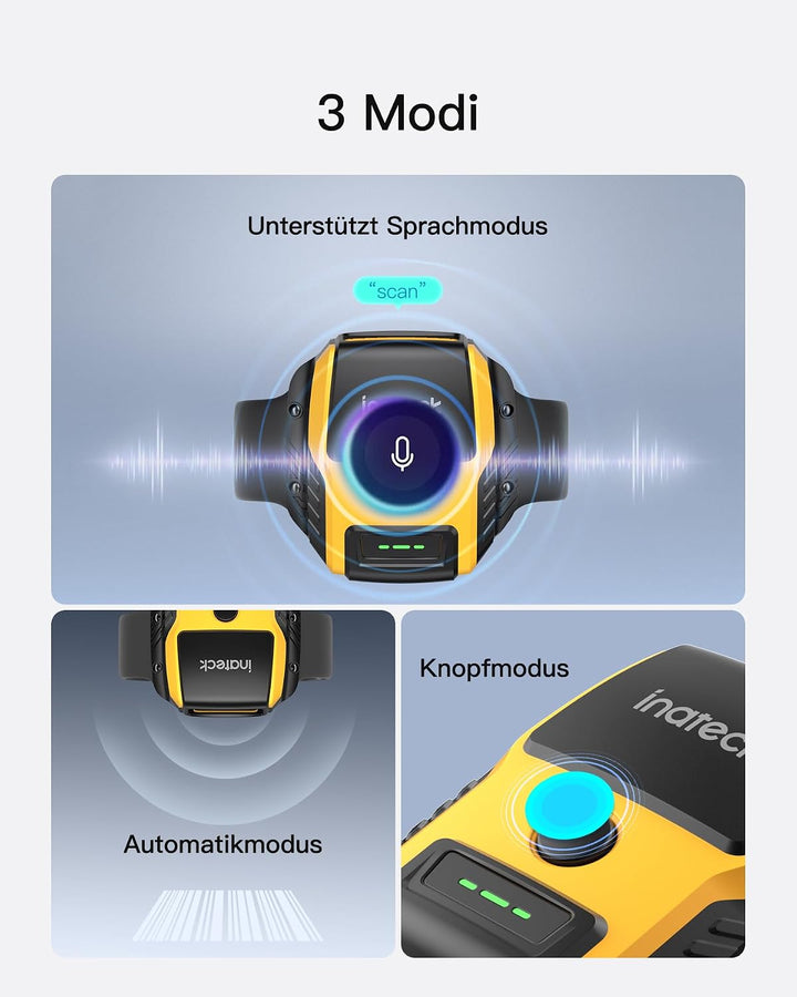 Inateck Barcode Scanner Kabellos Armbanduhr-Stil, 1D 2D QR, Bluetooth, USBC | Ultraleichter, Sprachs