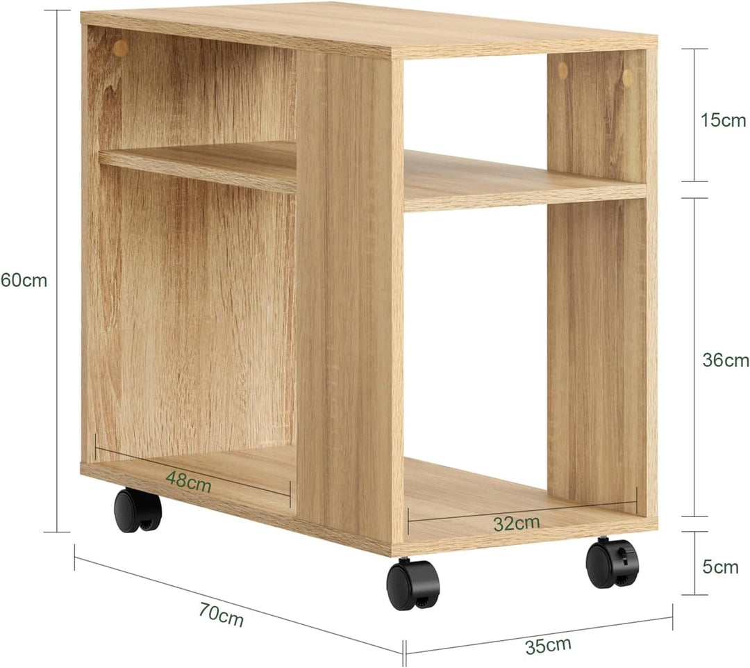 SoBuy FBT34-N Beistelltisch Zeitungsständer Couchtisch Nachttisch Tisch mit Rollen Natur, Natur