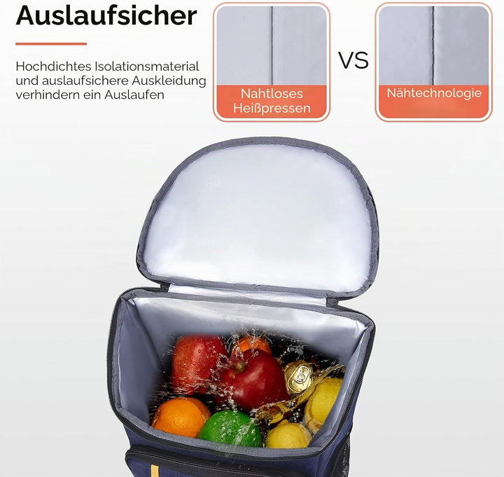 TOURIT 28L Kühler Rucksack Leichter Rucksack mit Flaschenöffner Hält 30 Dosen Blau, Blau