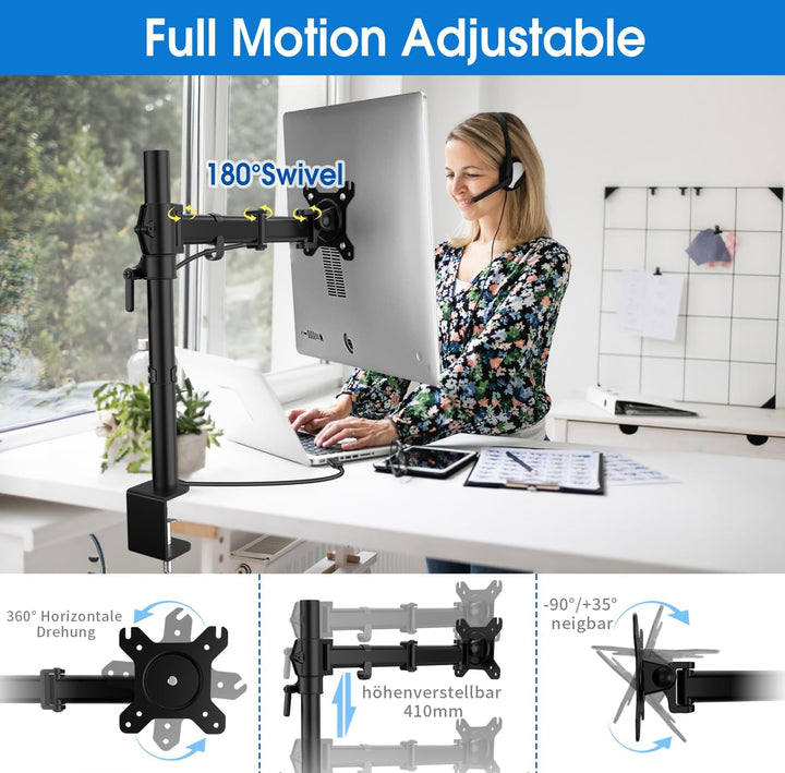 HFTEK Monitor TV Tisch-Halterung Halter Mounts für Bildschirme von 13 bis 34 Zoll – VESA 75/100 (HF2