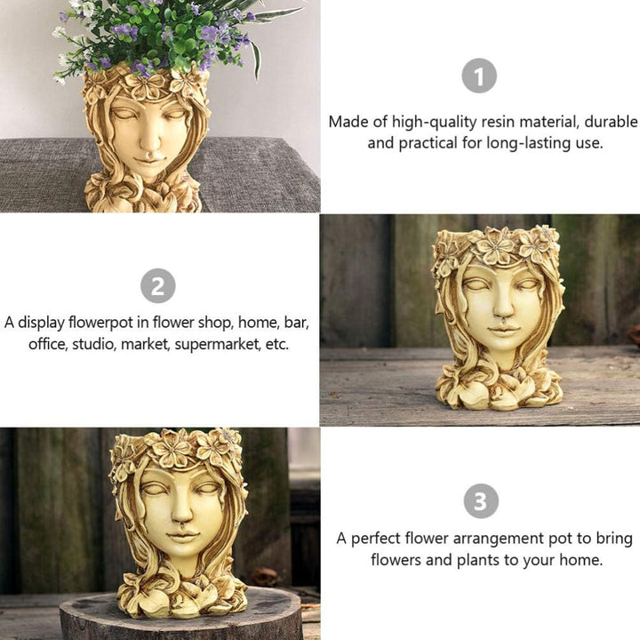 Happyyami 1stk Blumentopf Göttin Kopf Pflanzer Skulptur Blumenvase Pflanzgefäss Für Göttinnenstatuen