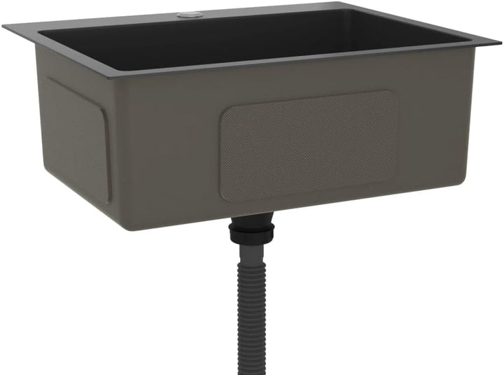 vidaXL Handgemachte Einbauspüle mit Hahnloch Wasserabfluss in X-Form Edelstahlspüle Spülbecken Spüle