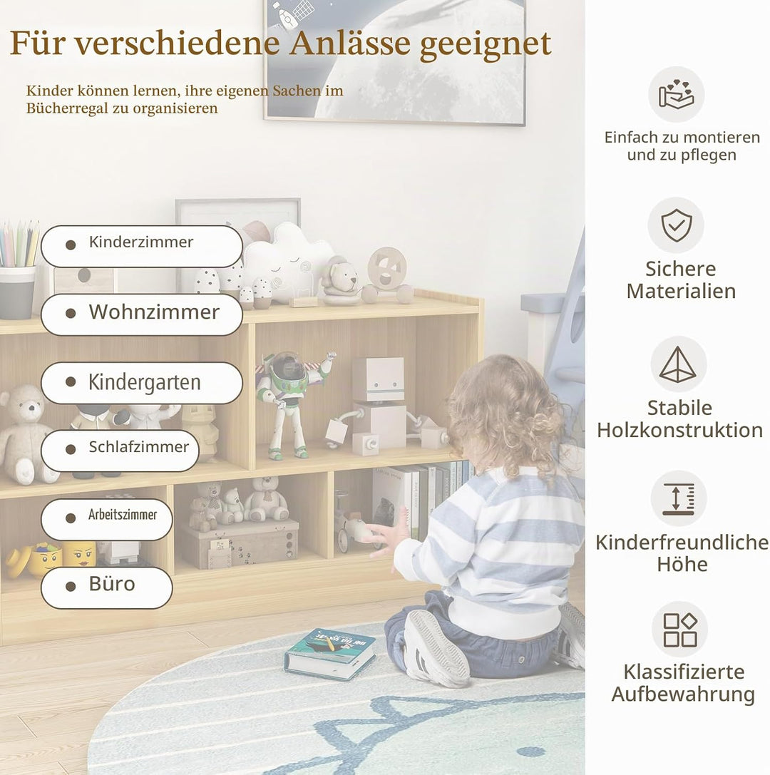 KOMFOTTEU Spielzeugschrank Kinder, Spielzeugregal mit 5 Fächer in 2 verschiedenen Grössen, Kinderreg