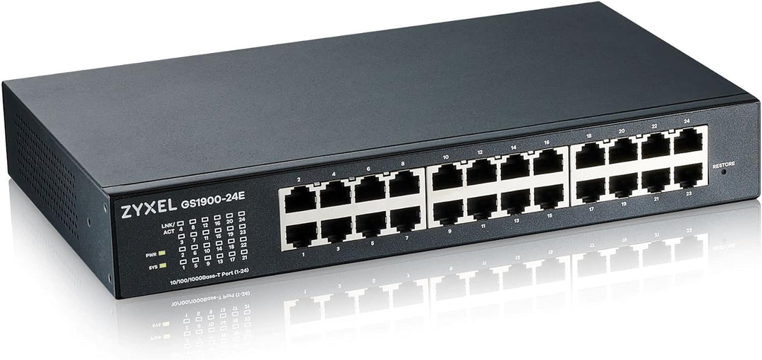 Zyxel 24-Port Gigabit Switch | Smart Managed | Desktop/Rackmount und lüfterlos | VLAN, IGMP, QoS | G