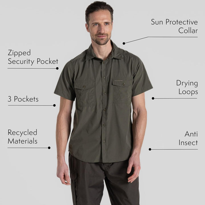 Craghoppers Herren Kiwi Kurzarm-Shirt Wanderhemd (1er Pack), Cedar