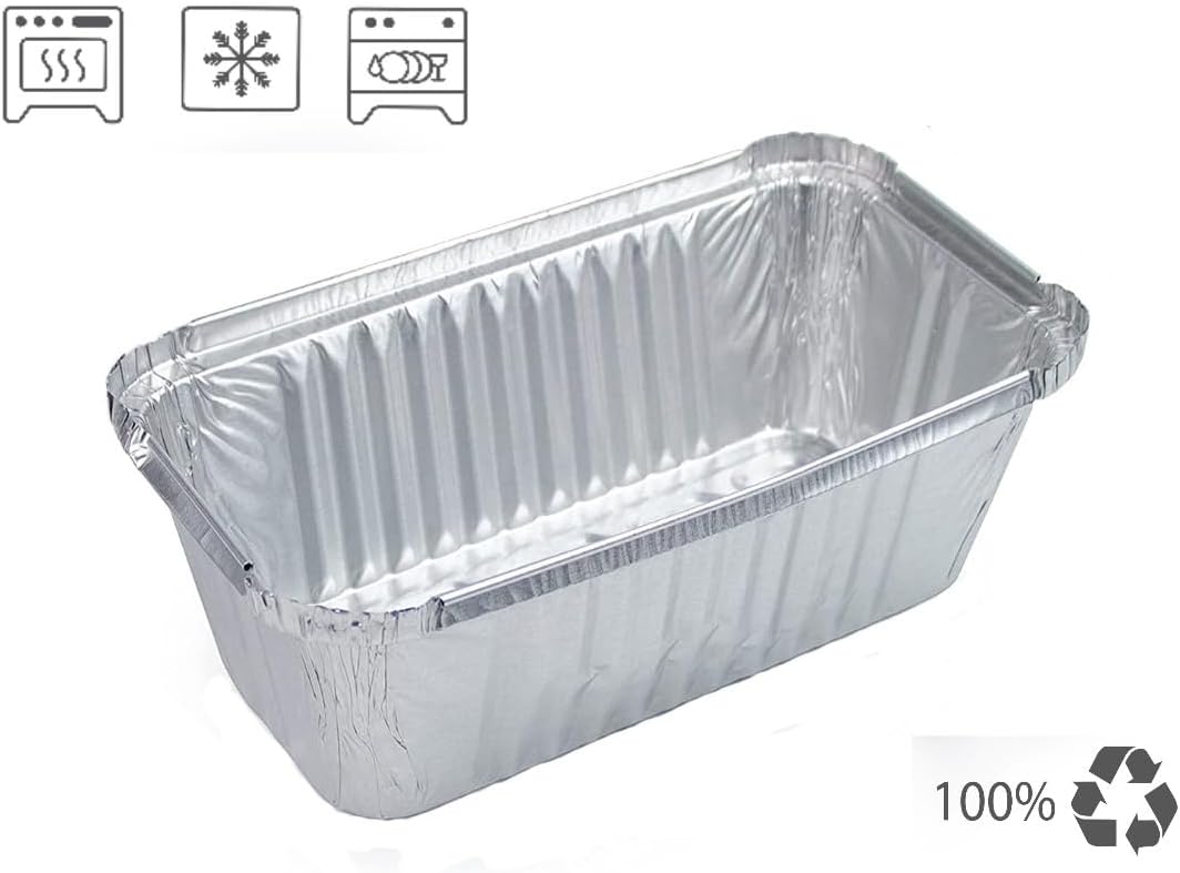 Miamex 100 Stück Aluminiumschalen 1400 ml Einwegschalen mit Deckel für Transport von Lebensmitteln –