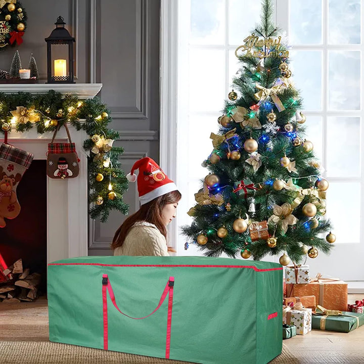 HIUOUIH Weihnachtsbaum Tasche 122 x 38 x 51 cm Tannenbaum Oxford Wasserdicht Aufbewahrungstasche Wei