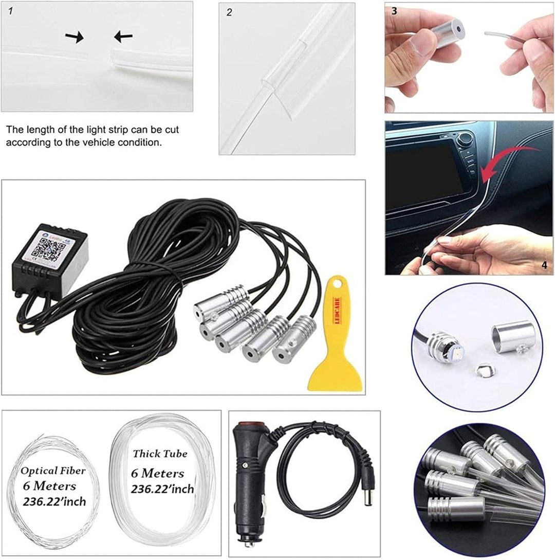 LED Innenbeleuchtung Auto,6M/5 in 1 RGB Auto Innenraumbeleuchtung,12V Led Atmosphäre Licht Auto,App
