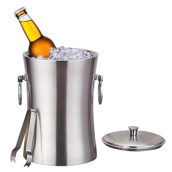 Eiseimer mit Deckel und zange Premium Eiskübel als Eiswürfelbehälter Ice Bucket,Eiskübel-Set, 3 l, d