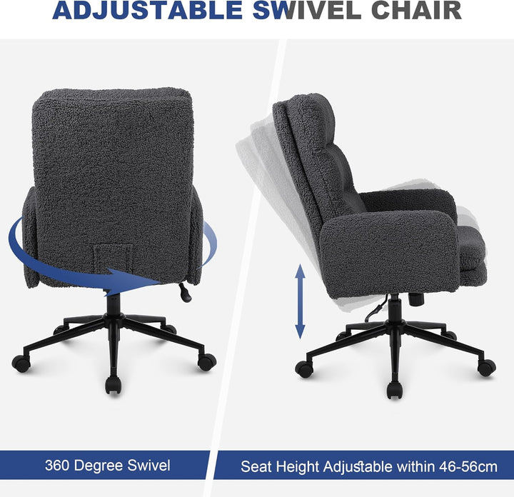 Youhauchair Schreibtischstuhl aus Kaschmir, Bürostuhl Ergonomisch mit hoher Rückenlehne, Bequemer Sc