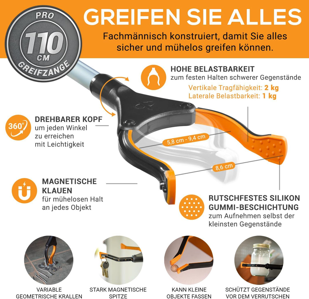EZPIK 1 x 110 cm Greifer für Senioren mit Magnet-Greifarm, Robuste Greifzangen für Senioren und Mens