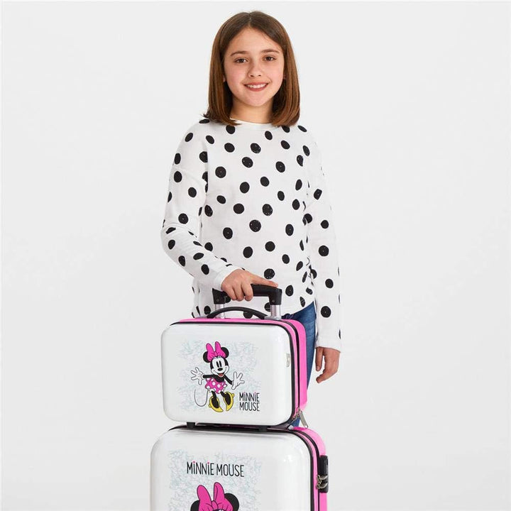 Disney Minnie Enjoy the Day Anpassungsfähiger Schönheitsfall Weiss 29x21x15 cms ABS, Rosa Rosa Toile