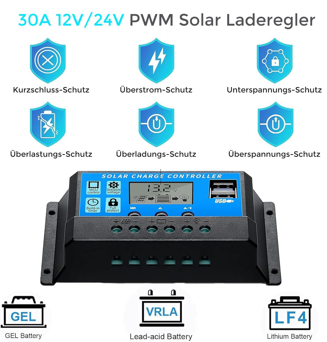 300W Solarpanel Flexibel Kit 12v Solar Set, Monokristallines Flexibles Solarpanel Solarmodul Solaran
