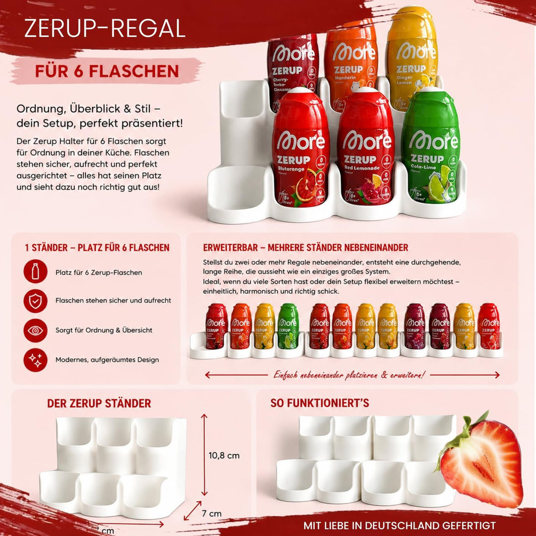 Zerup/Syrup Ständer für More Nutrition/ESN für 6 Flaschen – 3D gedruckter Zerup Halter | Modular erw