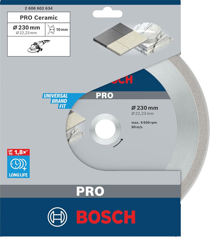 Bosch Professional Diamanttrennscheibe Best für Ceramic, 230 x 22,23 x 2,4 x 10 mm, 2608602634