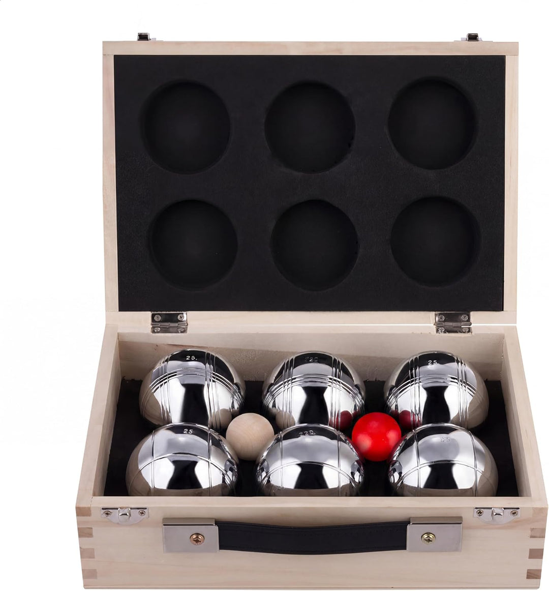 Engelhart - 010205 - Triplett Boule Kugeln Set - in einem schönen Holzkoffer, 2 Spieler: 2 x 3