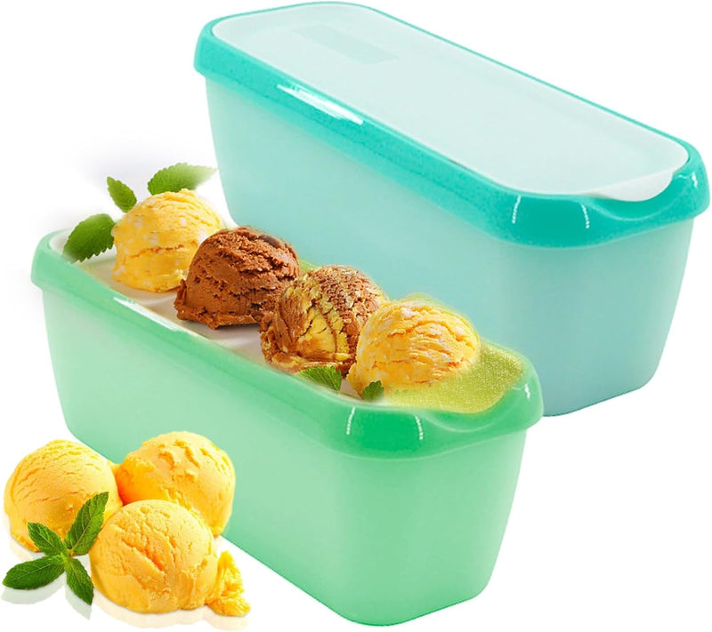 Eisbehälter Für Speiseeis, 2 Stück 1,5L Eiscreme Behälter, Eis-Container Mit Deckel, Wiederverwendba