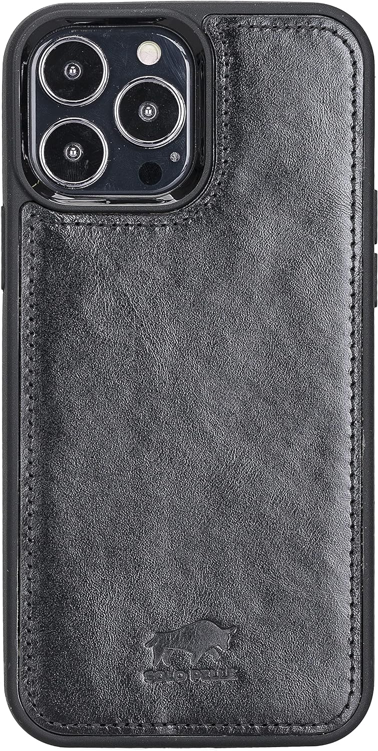 Solo Pelle Lederhülle kompatibel für iPhone 13 Pro Max in 6.7 Zoll abnehmbare Hülle (2in1) inkl. Kar