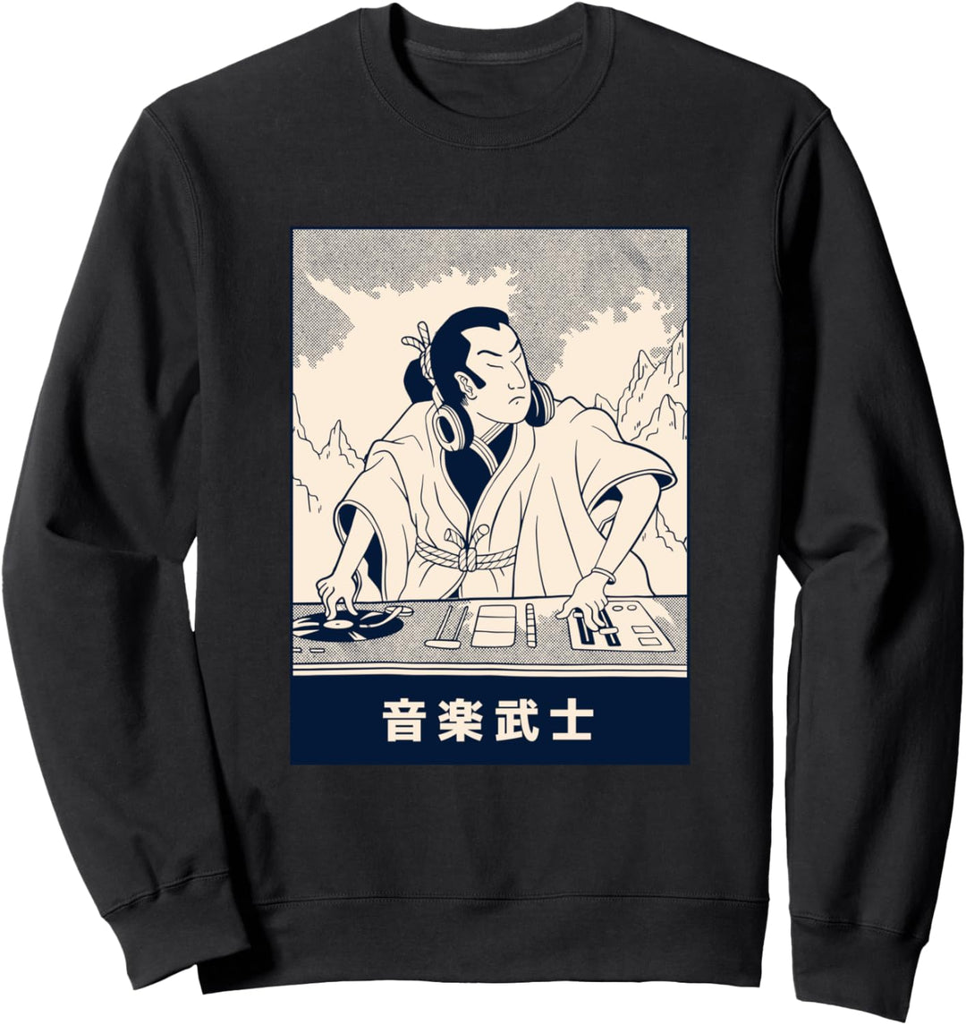 Samurai DJ | Funny Japanese Art Print Style Parody Sweatshirt
