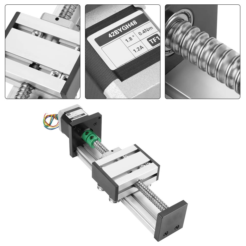 100mm Linearschienenschlitten, 1204 Kugelumlaufspindel Linearhubantrieb mit Schrittmotor für DIY CNC