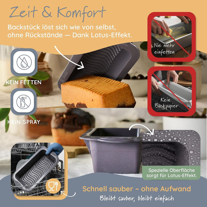 Backefix flexible Silikon Brotbackform 500g, Kastenform klein 21cm, als Kuchenform Kasten, ideal zum