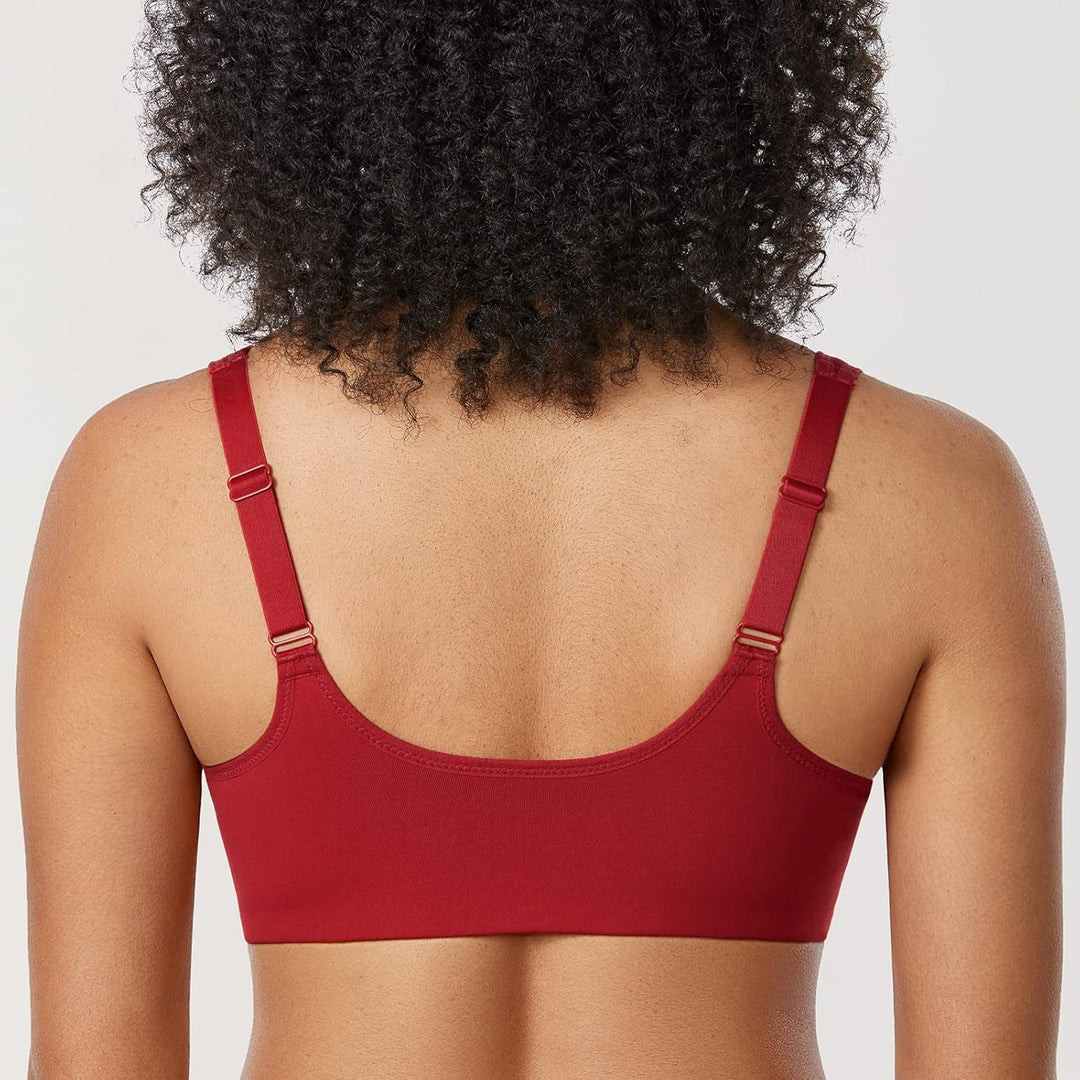 DELIMIRA Damen BH mit Vorderverschluss Bügel Spitzen BHS Grosse Brüste Soft Vollschalen Ungefüttert