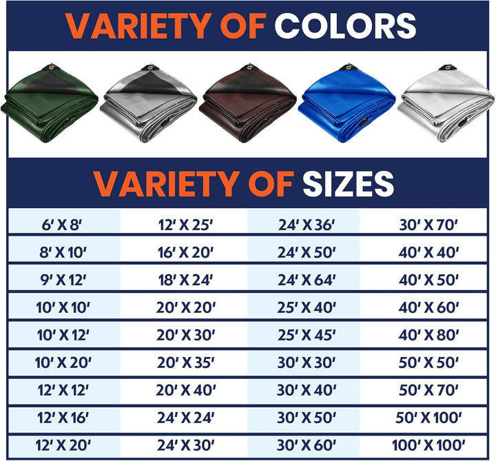 Tarpco Safety Abdeckplane Gewebeplane(245 g/m2 |12′ X 20′ | 3.65m X 6.1m| Grün/Schwarz) 14 Mil PE Sc