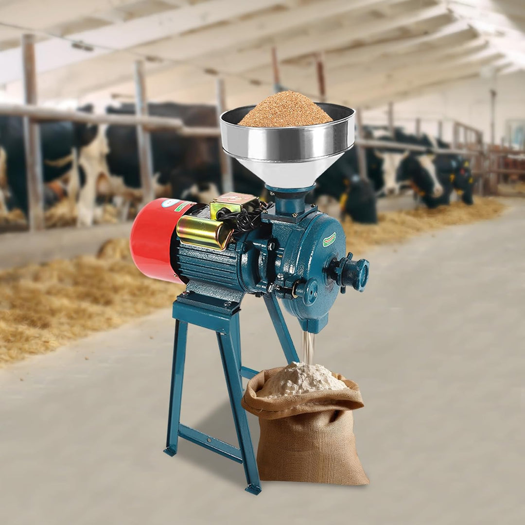 Elektrische Getreidemühle 2200W Professionelle Kornmühle mit Trichter & Drehknopf 1400U/min für Mais