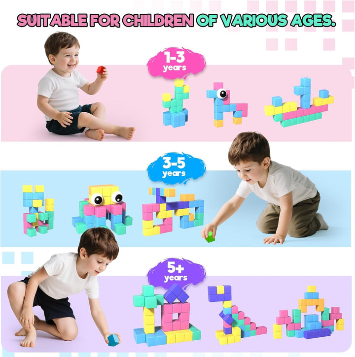 Goody King Magnetische Bausteine 56 Teile Set, Magnetbausteine für Kinder, Montessori Magnetische Sp