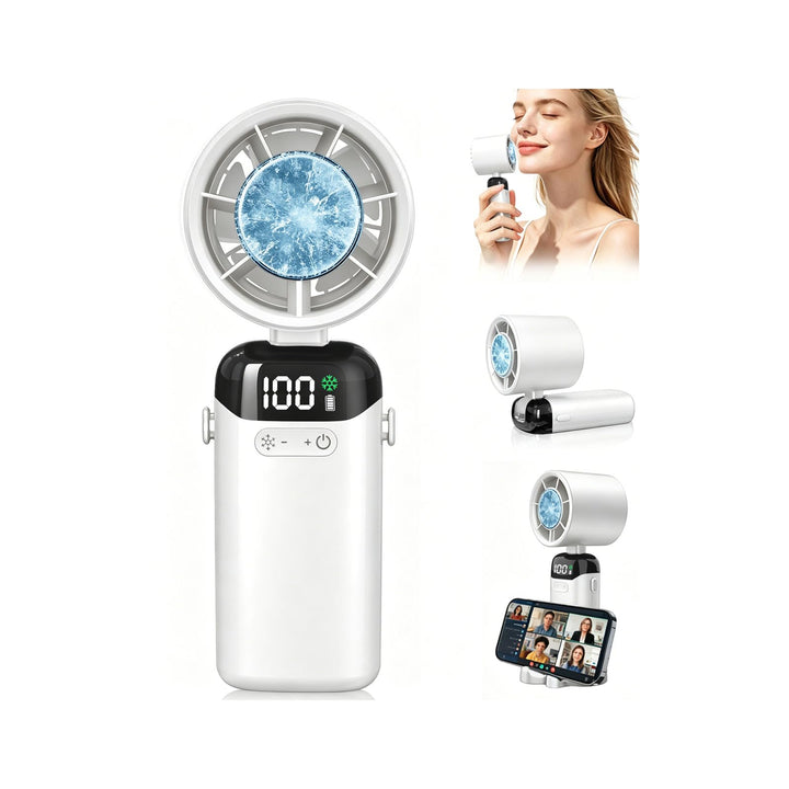 DDKJ Handventilator, Tragbarer Turbo Mini Ventilator mit Kühlung, 4000mAh(10Std.) & LED-Anzeige, 5 S